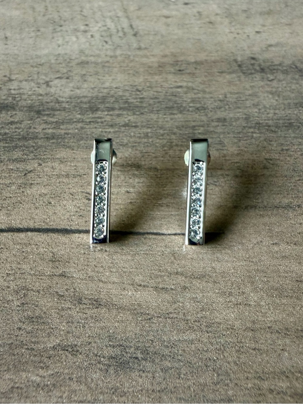Swarovski Silver Bar Crystal Stud Earrings